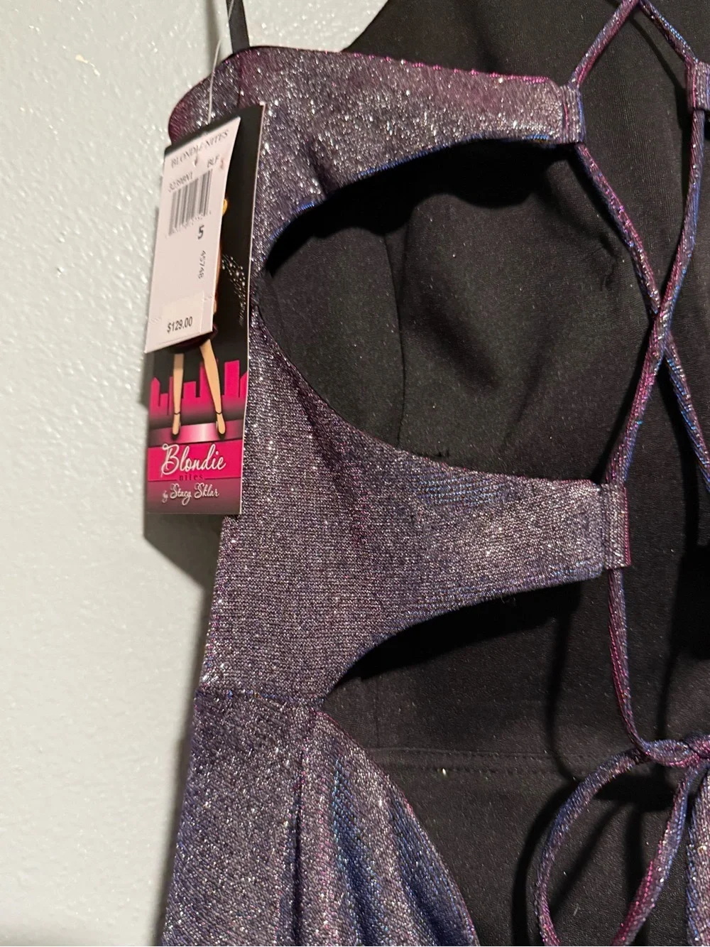 NWT Blondie Nites Glitter Ruffled Mini Dress - Purple size 5